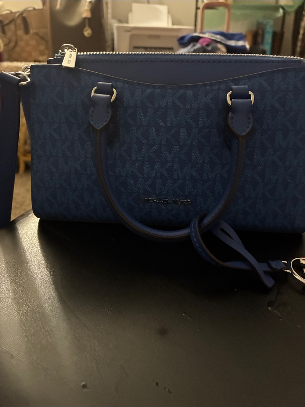 Michael Kors Navy Blue Signature MK Satchel